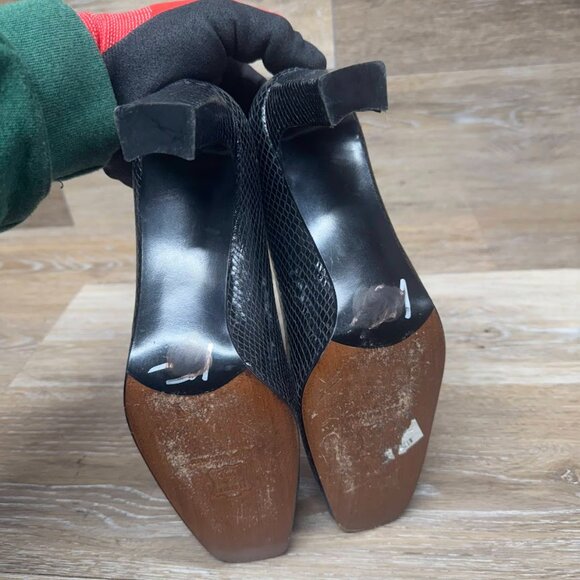 Stuart Weitzman Black patent Leather Snake Skin Embossed Heels Women's Size 7.5 - Picture 4 of 7